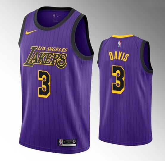 Men's Los Angeles Lakers #3 Anthony Davis 2019-20 Purple Stitched Jersey